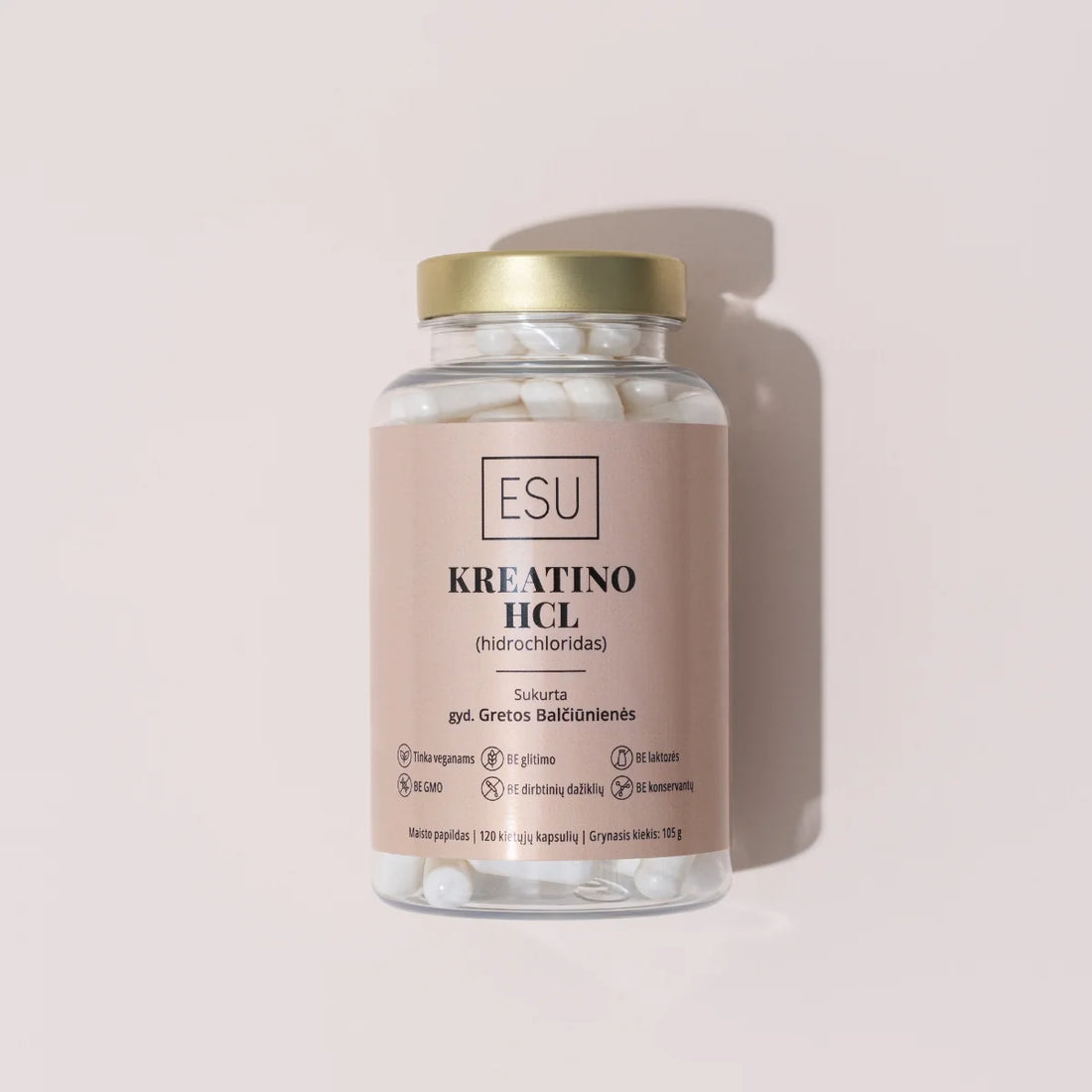 Maisto papildas Kreatino HCL (hidrochloridas), ESU, N120