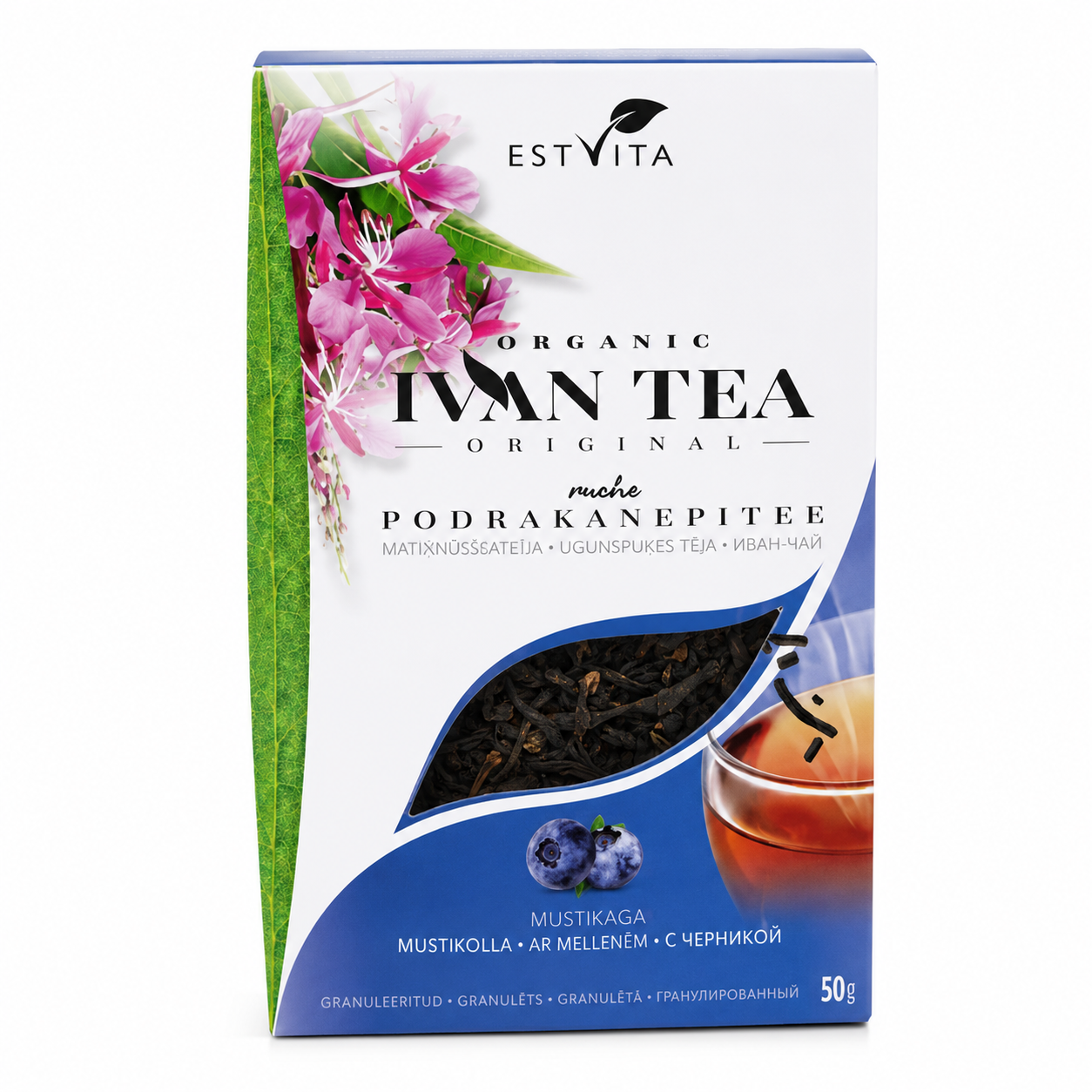 Natūrali fermentuota arbata "Ivan Tea" su mėlynėmis (50g)
